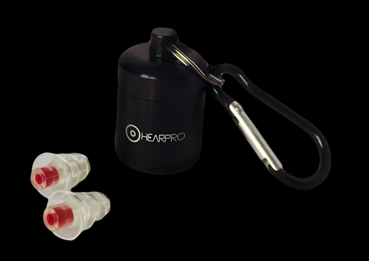 Hearpro protective earbuds with Black carry case