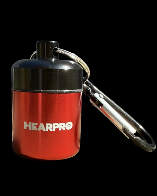 Hearpro protective earbuds with Red carry case